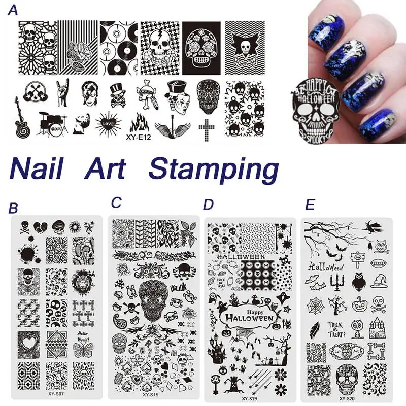 

1 Sheet Nail Sticker Art Stamping Plate Template Halloween Christmas Pattern Nail Design Image Plate Rectangle Manicure
