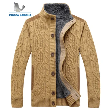 

Men's Sweaters Winter Warm Thick Velvet Sweatercoat Single-breasted Cardigan Men Casual Sweaters Pattern Knitwear size 3XL