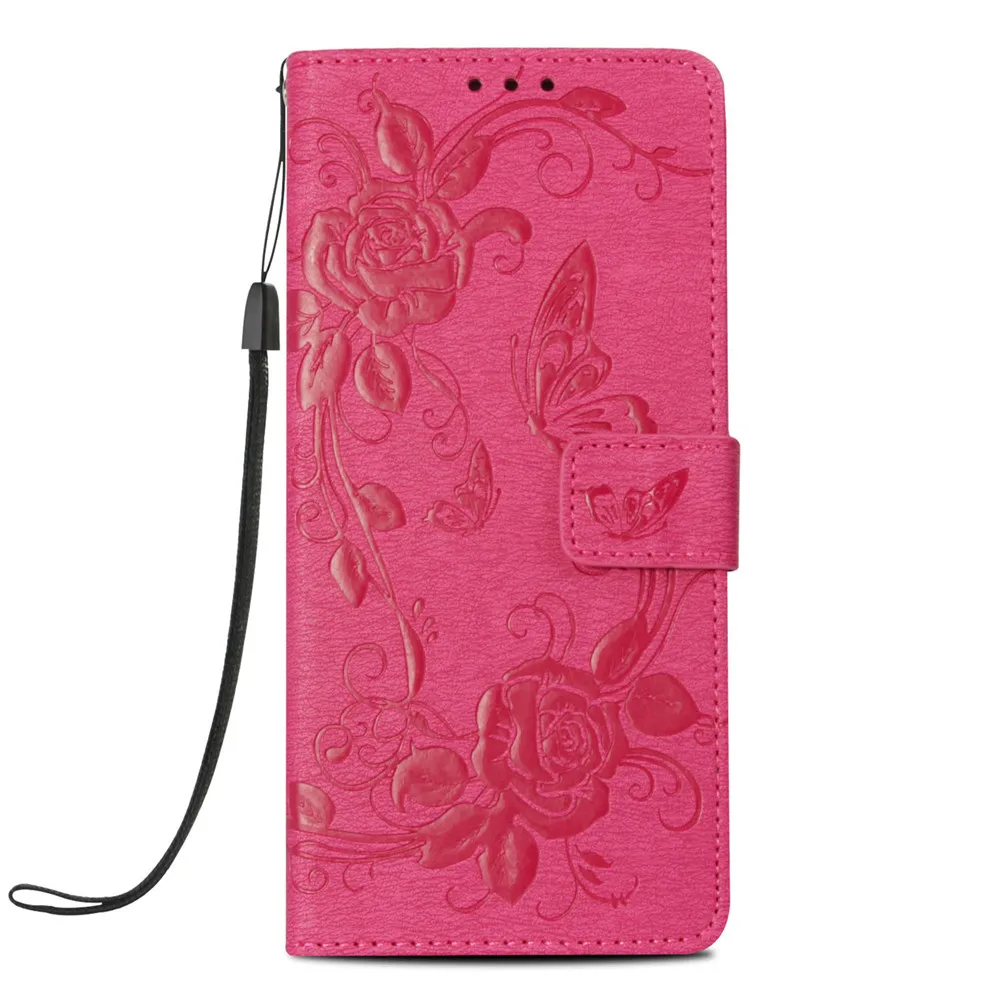 Бабочка цветок Книга чехол для samsung Galaxy A3 A5 J3 J5 J7 A8 S8 S9 плюс S6 S7 Edge Note 8 9 J2 Grand Prime - Цвет: Hot Pink