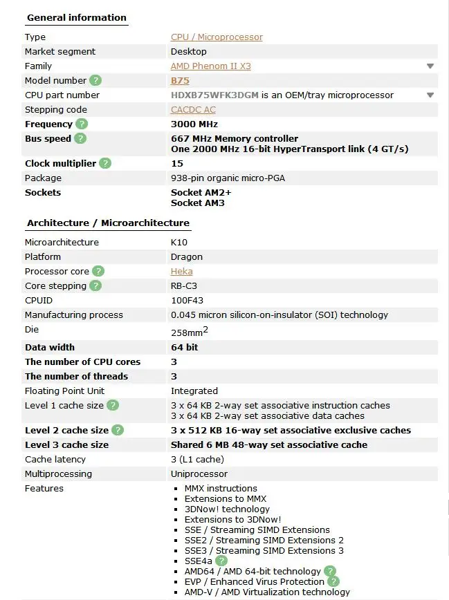 AMD Phenom II X3 B75 75 3,0 ГГц комплексный широкополосный канал передачи данных core Процессор процессор разъем AM3