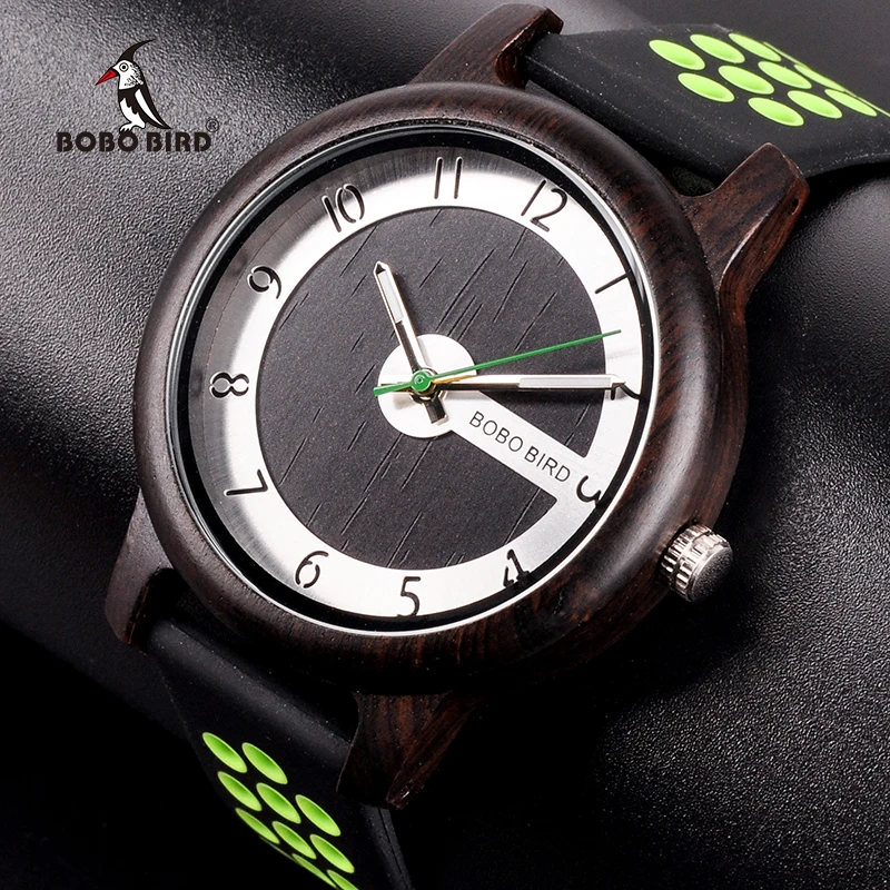 Relogio Masculino BOBO BIRD Silicone Watch Men Bamboo Wood Women Watches Quartz erkek kol saati Accept Logo Drop Shipping