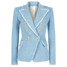 European 2018 classics double breasted tassels blazers coat Fashion slim fit women jackets coat D032