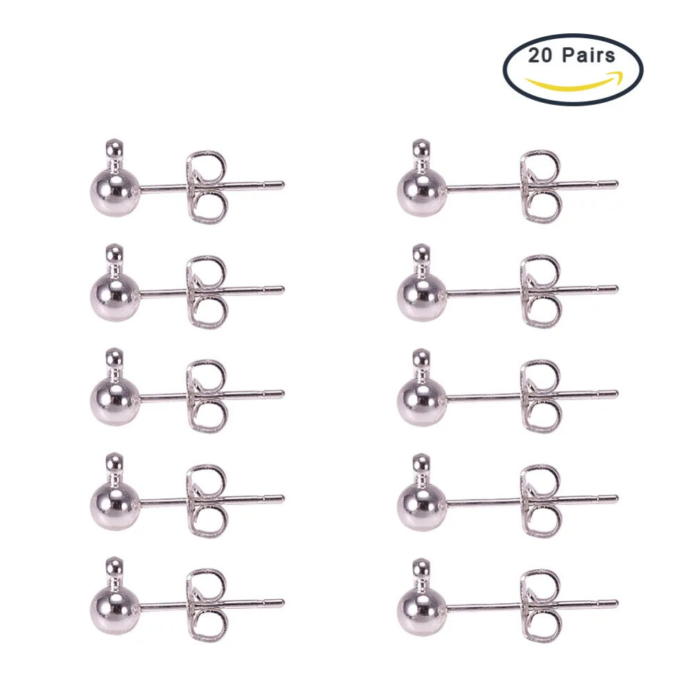 Download Jewelry Findings Silver Color Brass Post Earring Components, Nickel Free, Size: about 4mm wide ...