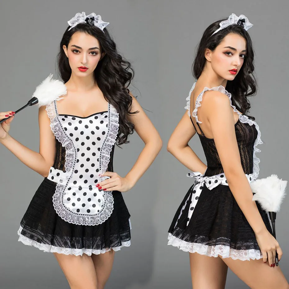  New Porno Women Maid Uniform Cosplay Sexy Babydoll Lingerie Sexy Hot Erotic Lace Sleepwear Erotic L