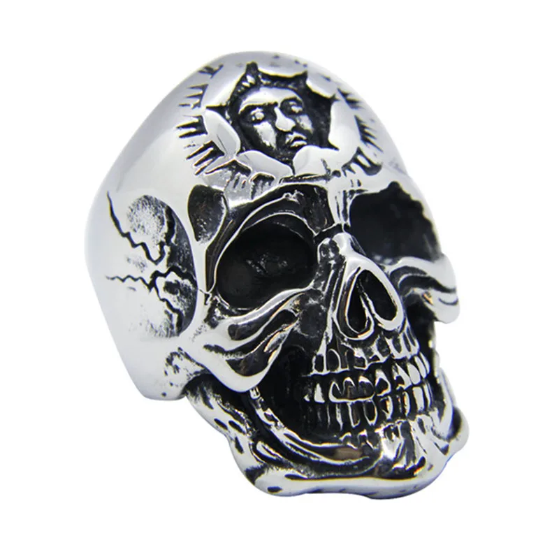 1pc Dropship Cool Double Skull Ring 316L Stainless Steel Men Boys Punk Style Rock | Украшения и аксессуары