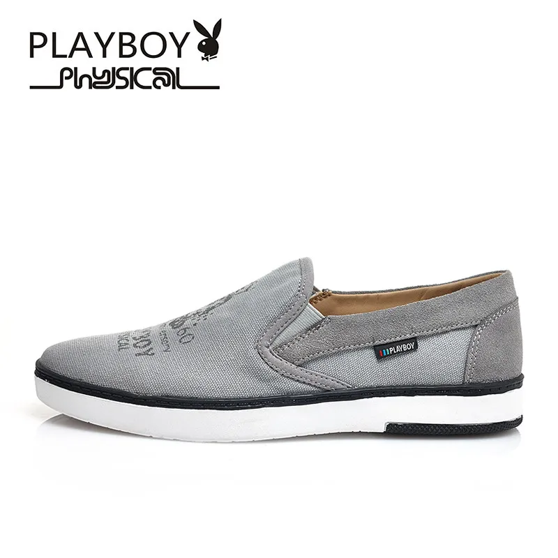 Playboy модные серые парусиновая обувь Для мужчин Slip-On Мокасины для женщин дышащая Для мужчин Туфли без каблуков плюс Размеры 39-45 Zapatos Hombre