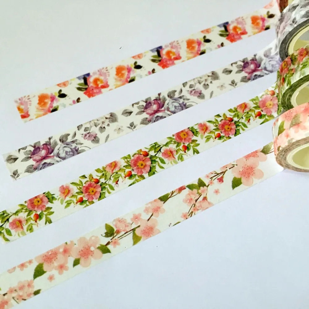 Beautiful 15mm*10m Beautiful Flower Washi Tape /Box packing/ Adhesive