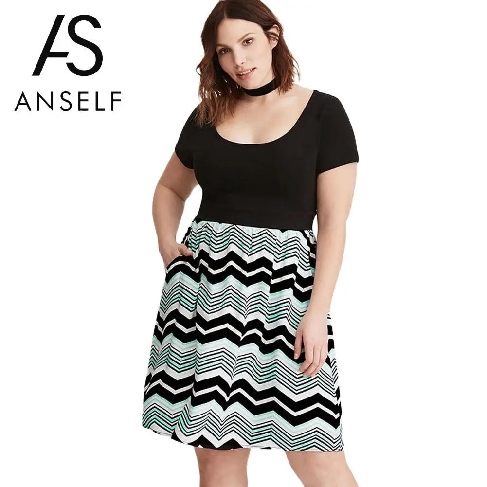 

2019 Women Plus Size Vintage Dress Stripe Print Short Sleeve Casual Club Wear Loose Midi Party Dress 3XL 4XL 5XL 6XL 7XL 8XL 9XL