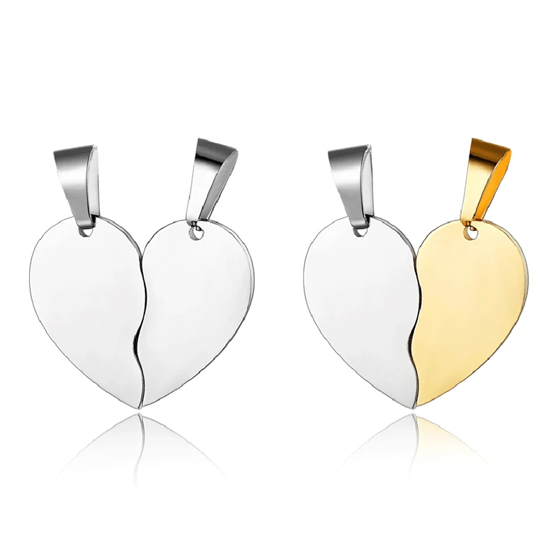

JEBWMN Best friend charm necklace gold silver simple stainless steel heart pendant female unisex couple birthday gift have gifts