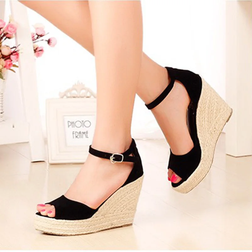 Women's Wedges Sandals Straw Wedge Heel Gladiator Sandals Size 32-44 for Women Buckle Strap Lady Platform Shoes women high heels platform high heels sandals platform sandals
