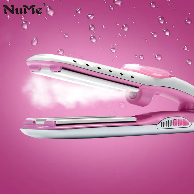 

NuMe Professional Steam Hair Straightener 2 in 1 hair curler Fast Vapor Straightening Flat Iron Salon Curling iron Styling Tools