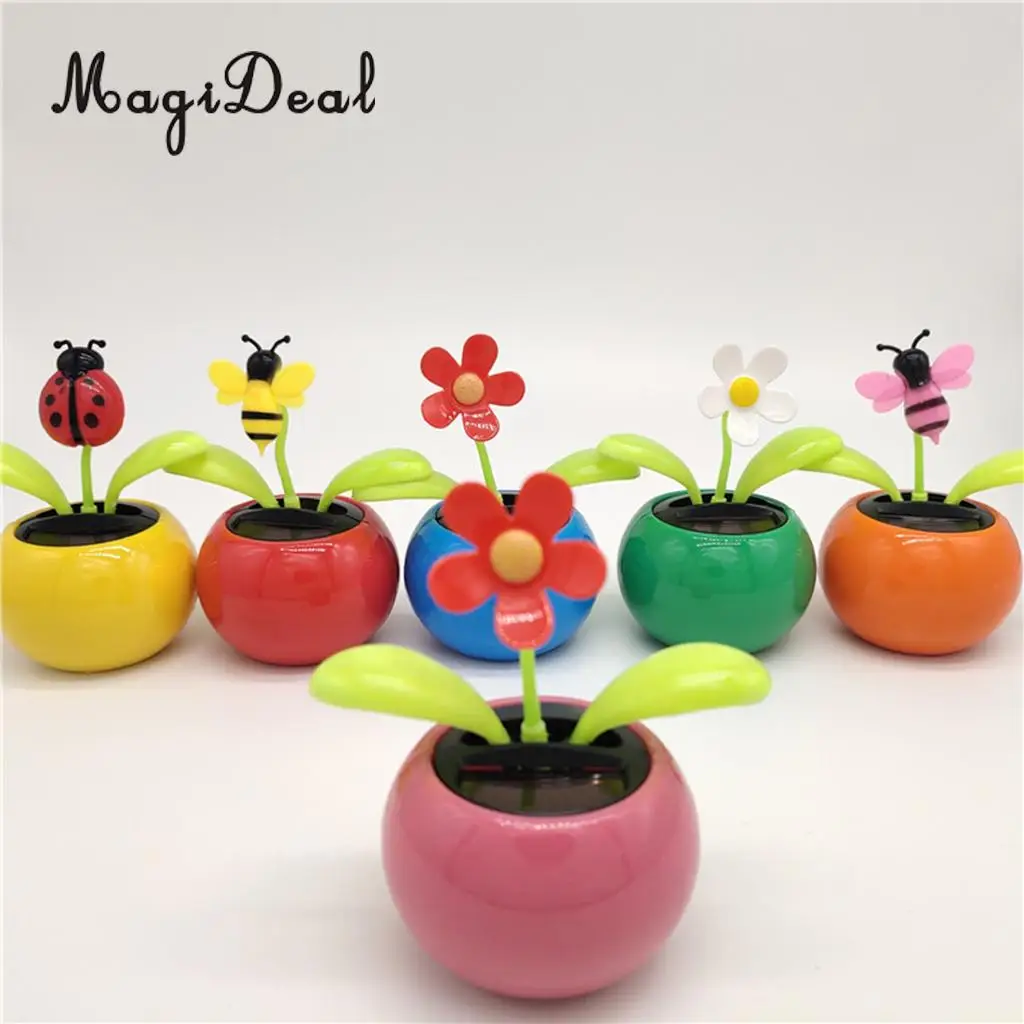Solar Powered Insect Flower Sunflower Dancing Swing Doll   Toy Home Decor Car Ornament Flowerpot Figure Gifts