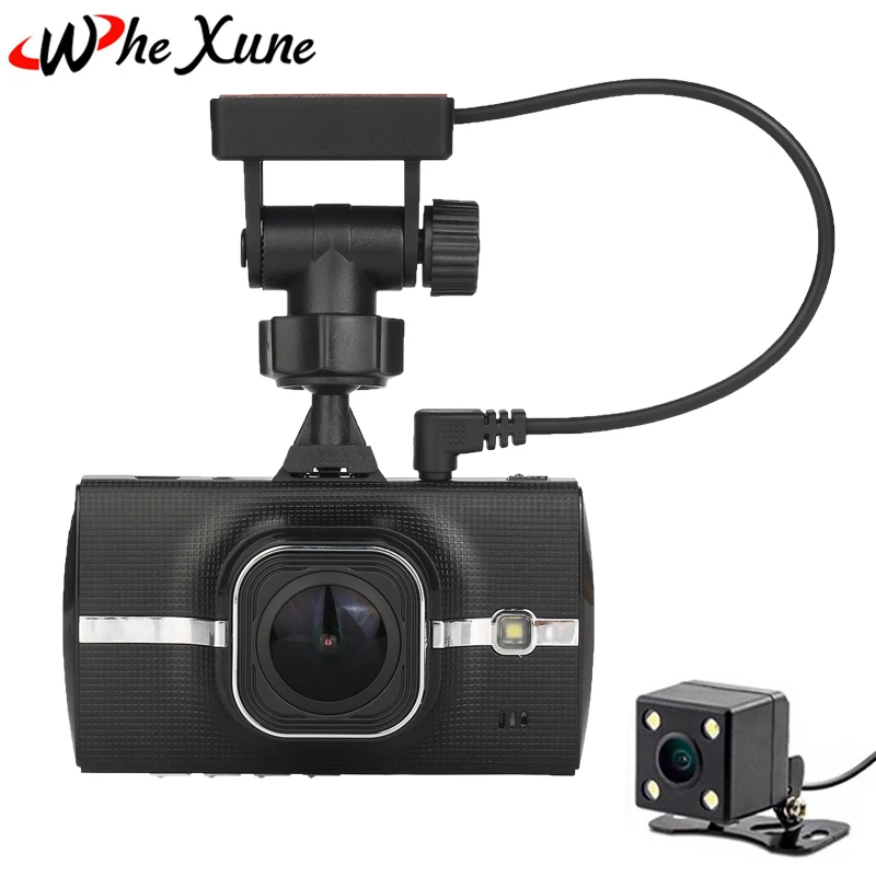 WHEXUNE 3 inch Car DVR Dual Lens Dash Cam Dash Camera Full HD 1296P Camcorder w/ GPS Tracker