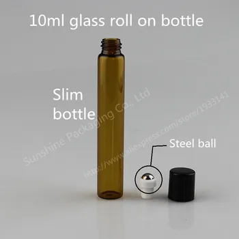 

300x10ml amber roll on roller bottles for essential oils roll-on refillable perfume bottle deodorant containers with black lid