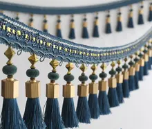Rideau en dentelle de haute qualité, pampilles suspendues aux oreilles, perles de cristal, garniture de tête, accessoires de canapé d'art