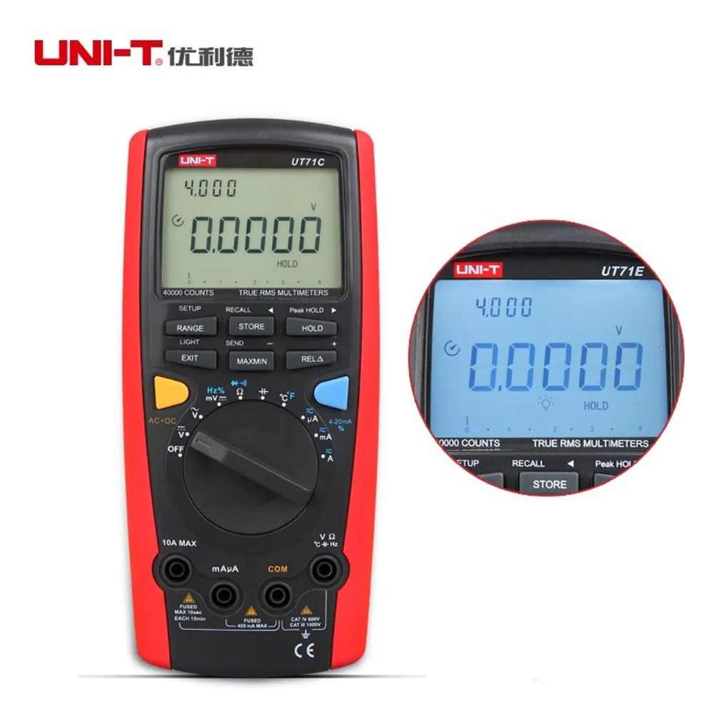 

M117 UNI-T UT71C Digital MultiMeter True RMS 39999 4 3/4 Volt Ampere Ohm Capacitance Temp Meter backlight