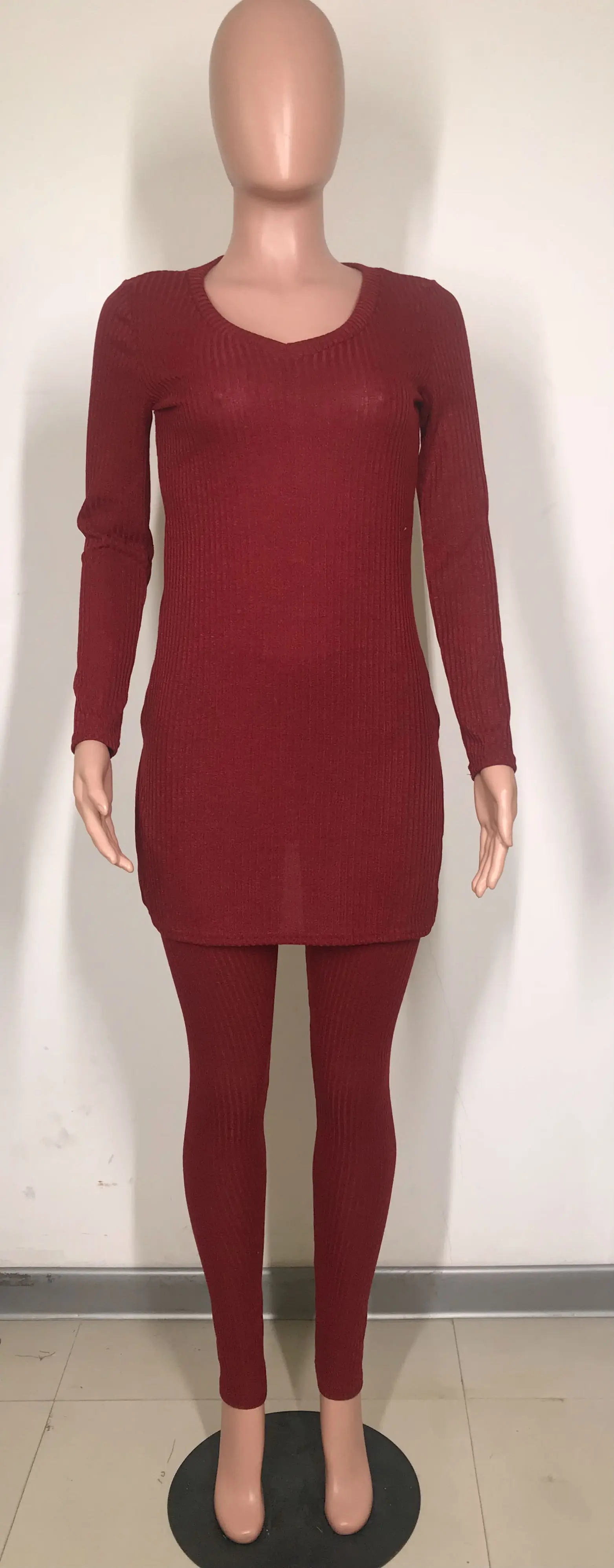 2 Two Piece Set Women Clothes Autumn Winter Outfits Long Sleeve Knit Sweater Tops+Bodycon Shorts Suit Sexy Matching Sets