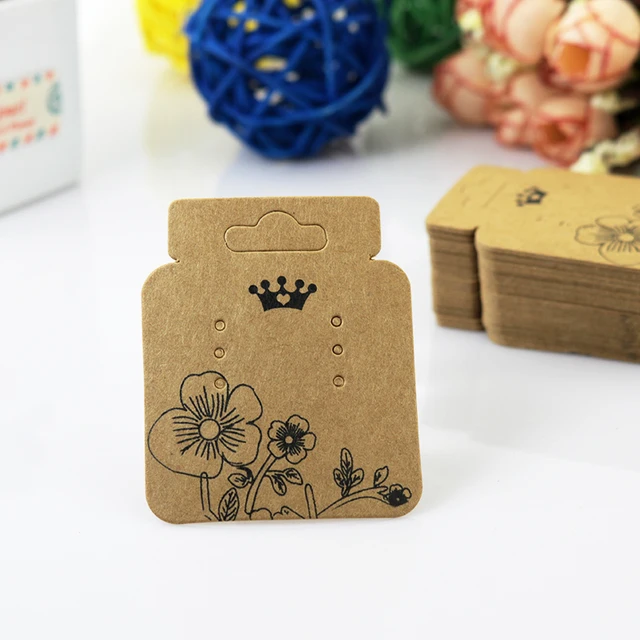 The Sole Custom Earring Display Cards 200pcs Lot Brown With The Sole Custom Earring Display Cards 200pcs Lot Brown With Print Flower Paper Jewelry