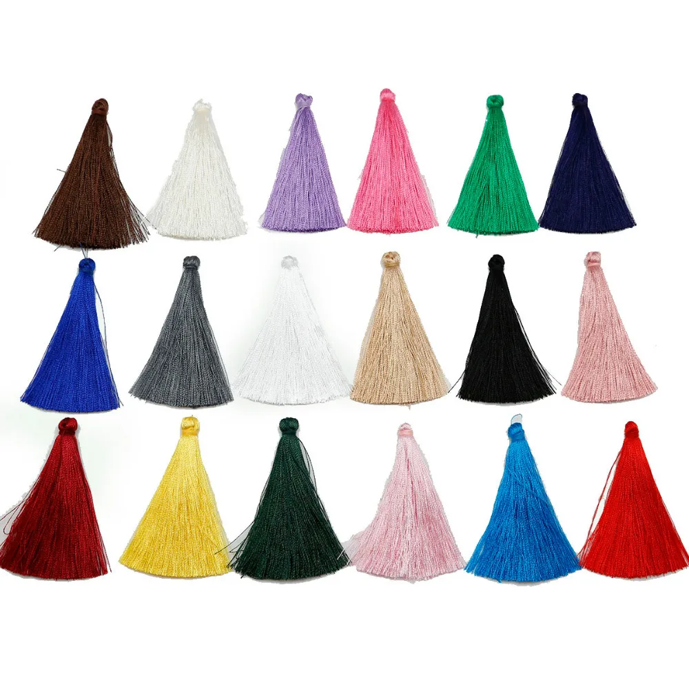 

2pcs/lot 65mm Tassel Findings Flower Silk Polyester Charms Pendant Drop Earring Tassel for Jewelry DIY Graft Making