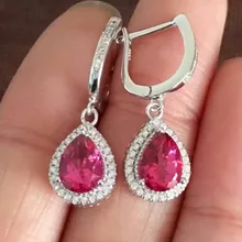 Натуральный розовый топаз Камень Висячие серьги 925 серебро натуральный драгоценный камень серьги женские элегантные Висячие индивидуальные серьги для вечерние
