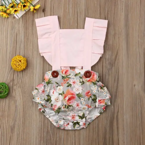

Newborn Baby Girl Romper Floral Sunsuit Summer Clothes Outfits 0-24M