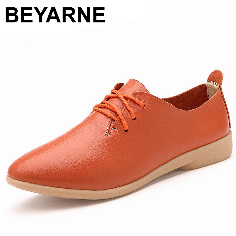 

BEYARNE 2019Women's Shoes Soft Genuine Leather Flats Fashion Casual Woman Driving Loafers Moccasins Shoes Large Size 35-44E156