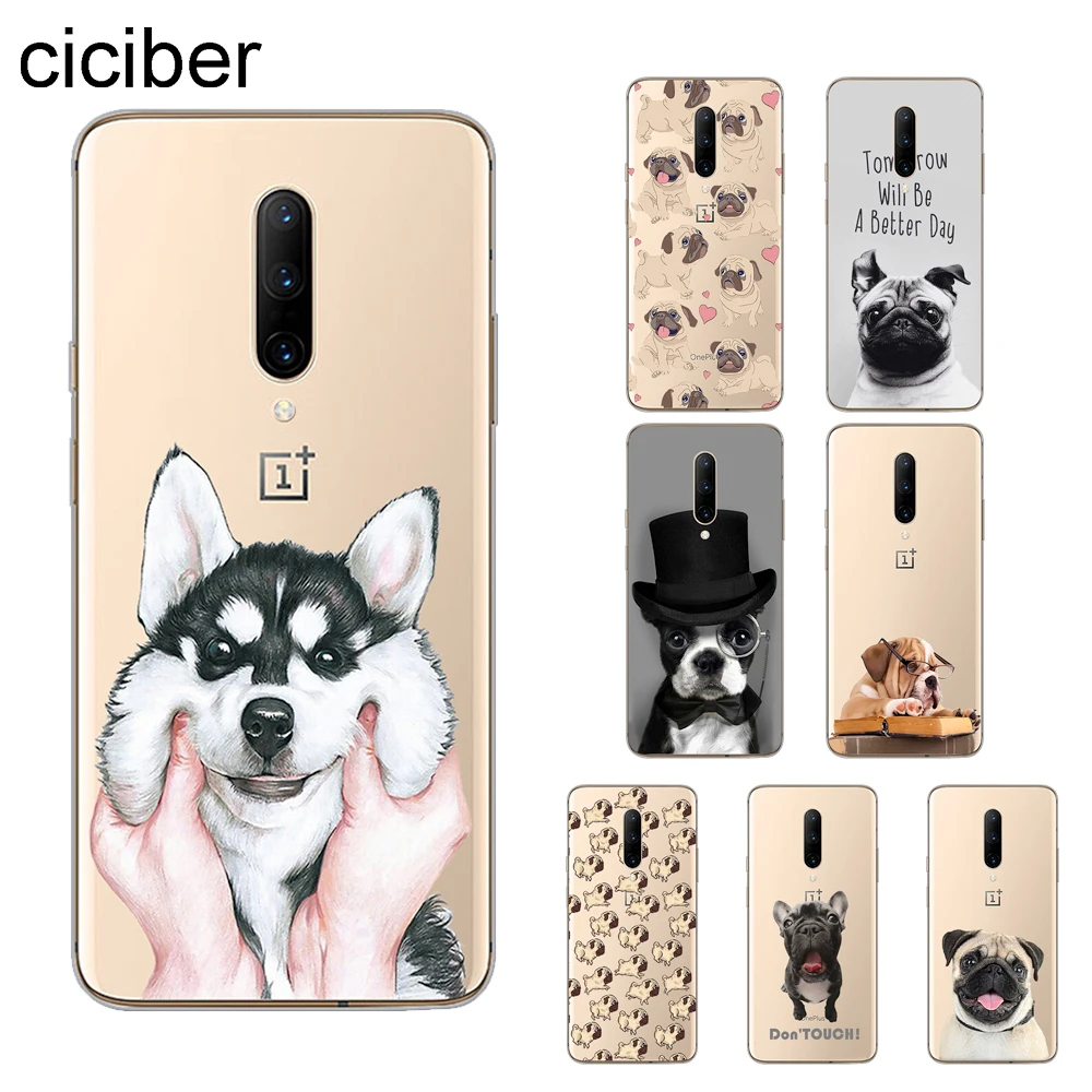 

ciciber Cover For Oneplus 7 Pro 6 5 T Soft Silicone TPU Phone Cases For 1+7 Pro 1+6 1+5 Coque Fundas Capinha Shell Funny Dog Pug