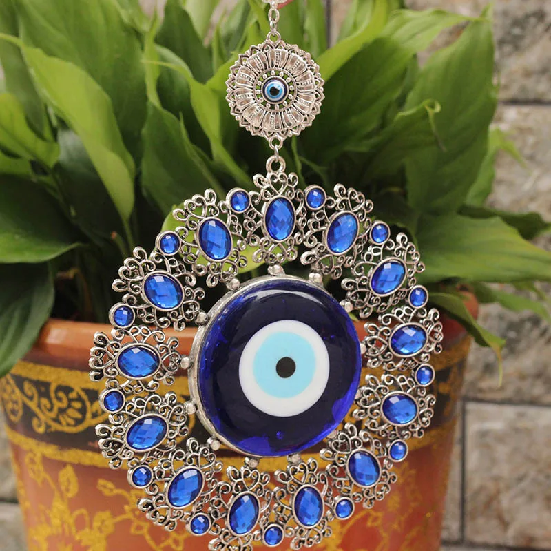 1PC x Wall Hanging Turkish Blue Evil Eye Flower Hamsa Amulet Decor Protection