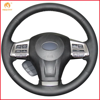 

MEWANT Black Genuine Leather Steering Wheel Cover for Subaru Forester 2013-2015 Legacy 2013-2014 Outback 2013-2014 XV 2013-2015
