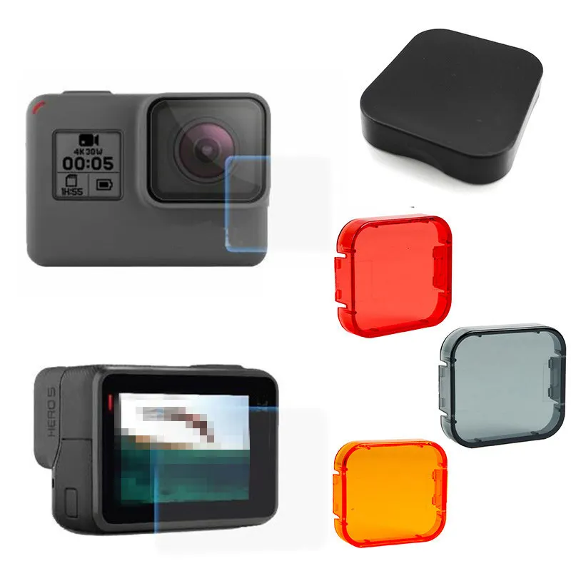 For GoPro Hero 6 5 Lens Protector Film + LCD Screen Protective +Lens Cap Underwater Diving Filters Go pro Accessories | Электроника