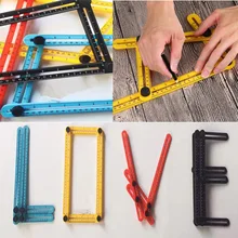 FourColor Practical Four Folding Plastic Ruler Metric Scale Multifunctional Measuring Angle Ruler with Durablity and Flexibility