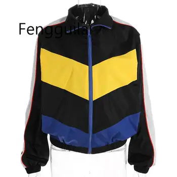 

Women Fashion Patchwork Looose Jacket Spring Autumn Turn-down Collar Streetwear Jackets 2019 Womens Zipper Bomber Jacke