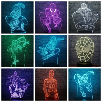 

Drop Shipping Marvel Legend Hero Spiderman 3D LED Night Light Luminaria Lamp USB Charge Teen Room Decorative Boy Birthday Gift