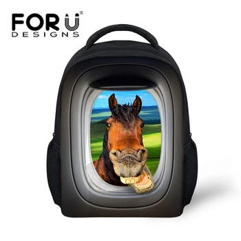

Cool 12inch Children Backpacks 3D Animal Horse Printing School Backpack for Girls Mini Kids Rucksack Boys Kindergarten Bags