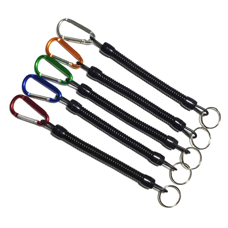 

Key ring, with carabiner and spiral cable, 13 cm, random color