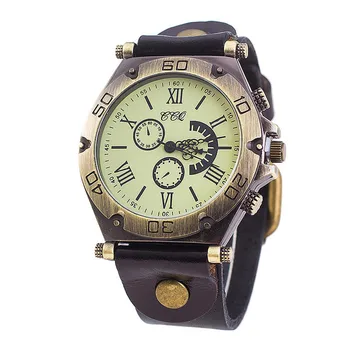 

CCQ Men Women Watch Special Smiley Face Dial Roman Numeral Pointer Leather Strap Watch Quartz Wristwatch zegarek meski montre
