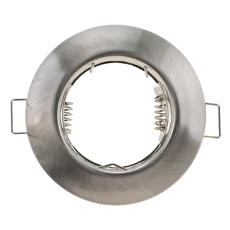 Hot Selling Nickel Round Recessed LED Ceiling Light no Adjustable Frame MR16 GU10 Bulb Fixture Downlight Holder Cutout 55mm