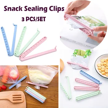 

Portable 3PCS Plastic bag clips food seal clip With Date Mark Snack Sealing Clips 2O81221