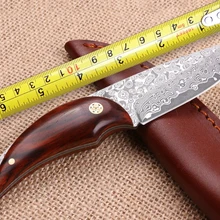 Дамасские охотничьи ножи, красные сандалии с деревянной ручкой, маленький прямой нож, тактический нож для выживания, походные ножи, инструменты для повседневного использования