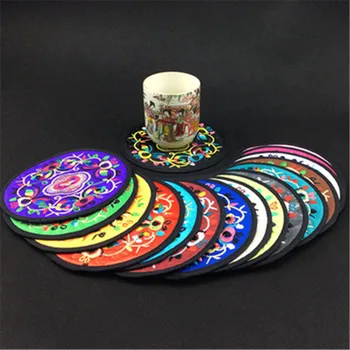 

200pcs Chinese style decorations Patterns Embroidered Coasters China Wind Tea Pad Creative Thermal Pad Safety Protection Base