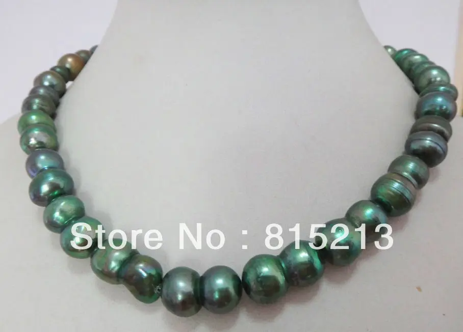 

ddh001641 HUGE 18"18X12MM SOUTH SEA GENUINE GREEN CALABASH PEARL NECKLACE 14KGP 28% Discount