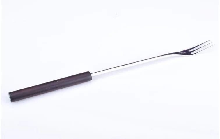 27,5 см кухонный обеденный Бар инструменты для барбекю черная длинная ручка нержавеющая сталь горячий горшок барбекю вилка для обжарки 4 шт./партия