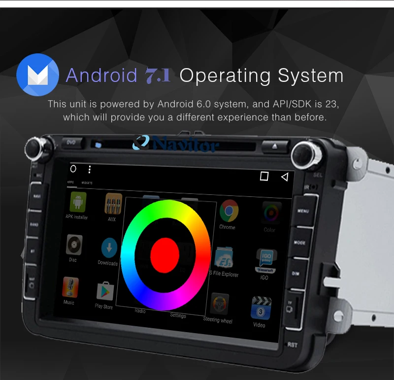 Excellent 4G 2din android 7.1 car dvd for vw passat b6 golf 4 5 tiguan polo jetta skoda octavia2 with steering wheel gps bt wifi autoradio 9