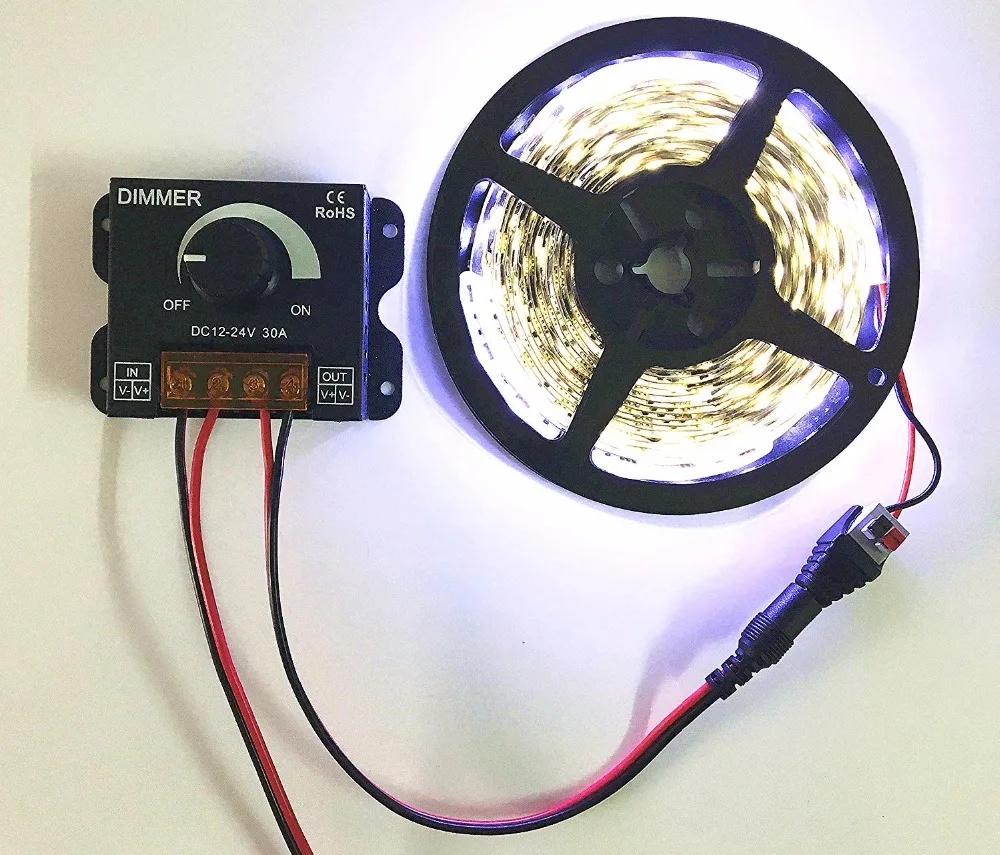 ШИМ Диммер 12 V 24 V 30A светодиодный диммер Управление Лер для одного Цвет Светодиодные ленты лампы освещения световая лента Черная кнопка Управление ST158