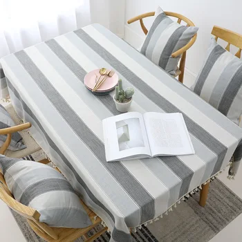

Polyester Simple Striped Stitching Tablecloth dust-proof and multi-purpose Cover cloth Rectangular striped