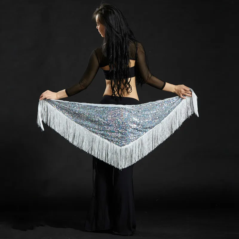 Triangle Sequin Belly Dance Hip Scarf Wrap font b Skirt b font Tassel Waist Chain for