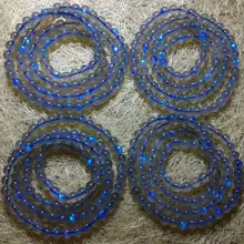 Природный кристалл браслет Лунный камень синий свет круглый Бусины AAA 5.6-5 мм 3 ряда