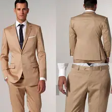 Цвет шампанского tux современный золотой сатин костюм жениха смокинги для мужчин Формальные вечерние свадебные костюмы для мужчин(куртка+ брюки+ галстук