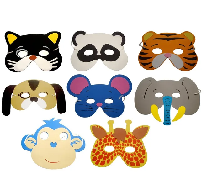 12pcs Animals Masks Cosplay Dress Up Costume Upper EVA Foam Half Face Mask Kids Birthday