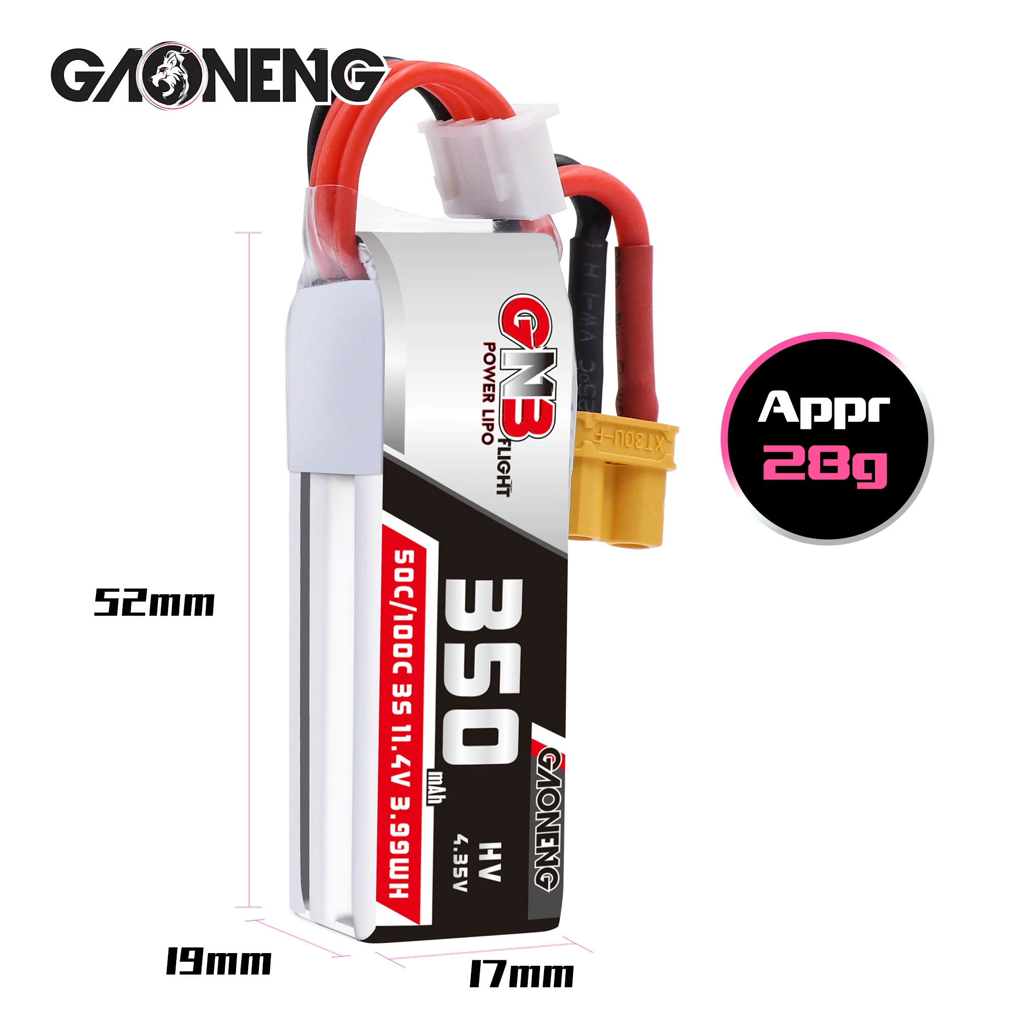 2 шт Gaoneng GNB 350mAh 3S HV 11,4 V 50C/100C Lipo аккумулятор XT30 разъем для полной скорости маленький лидер RC FPV гоночный Дрон